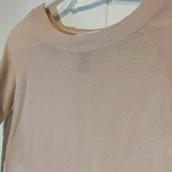 Blush Pink Ribbed 3/4 Tie Sleeve Blouse - Picture 2 of 3